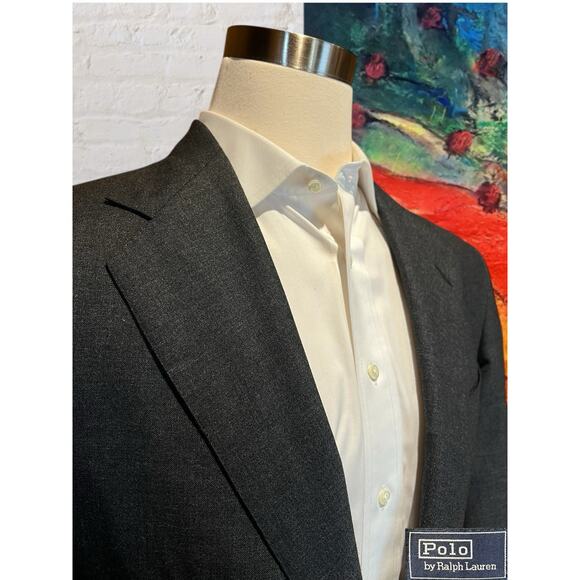 Polo Ralph Lauren Mens 42R 38x29 Charcoal Gray Nailhead Suit - Picture 4 of 16